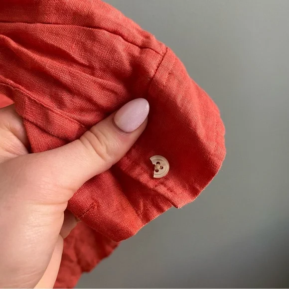 J. Jill Love Linen 100% linen Orange/coral Button-Up Shirt - Picture 4 of 7